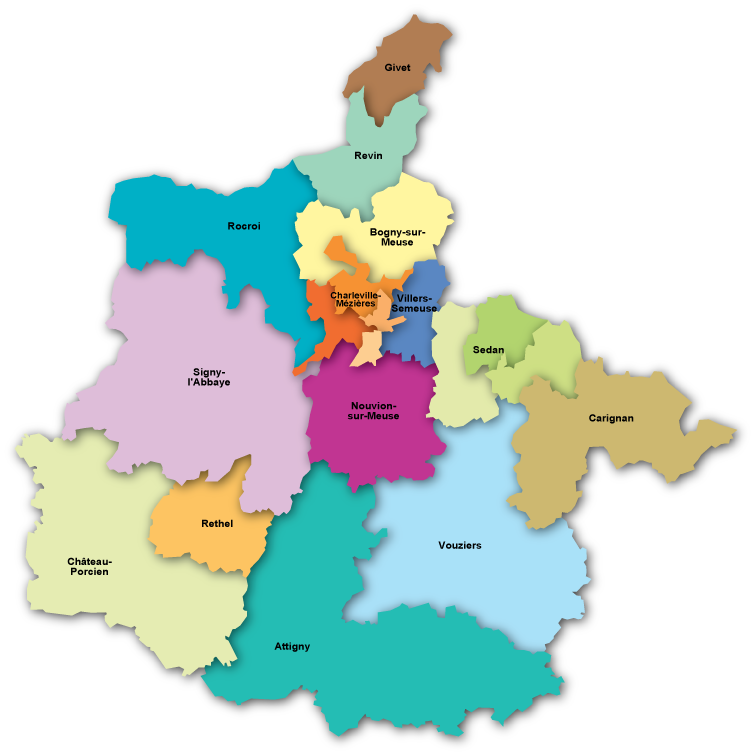 Carte des cantons des Ardennes