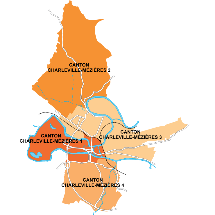 Carte des cantons de Charleville-Mézières